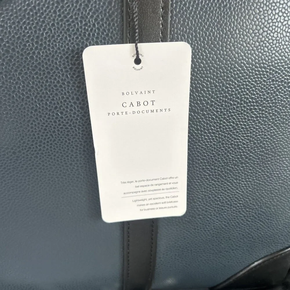 Bolvaint Cabot Luxury Briefcase Navy Leather w/Black Accents Travel Collection